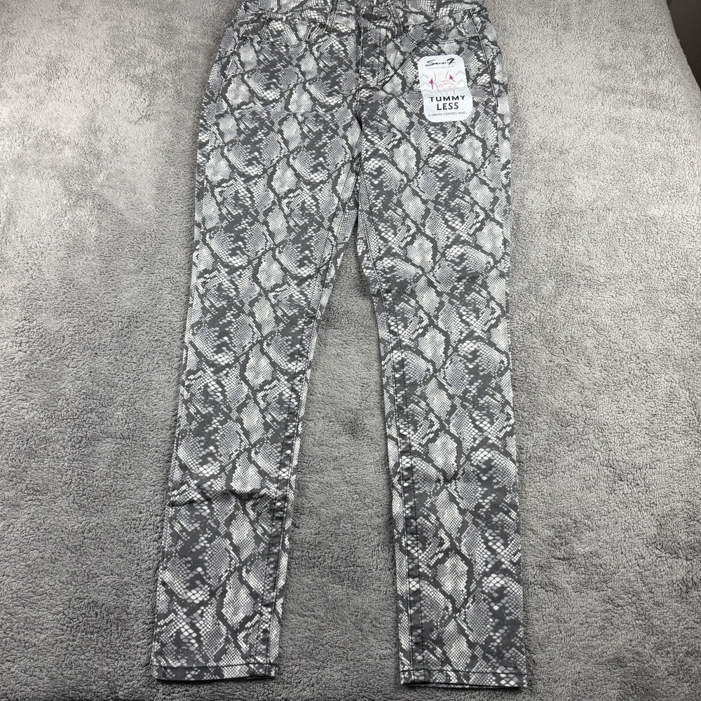 Seven7 Tummy Less Slim Pants Womens 6 Gray Snake Pattern Mid‎ Rise Skinny NWT
